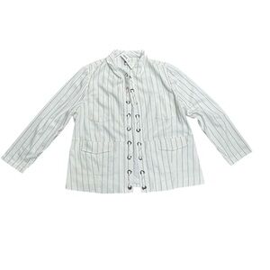 Chico's White Black Grommet Detail Stripe Blazer, NWT, 3, XL (16)